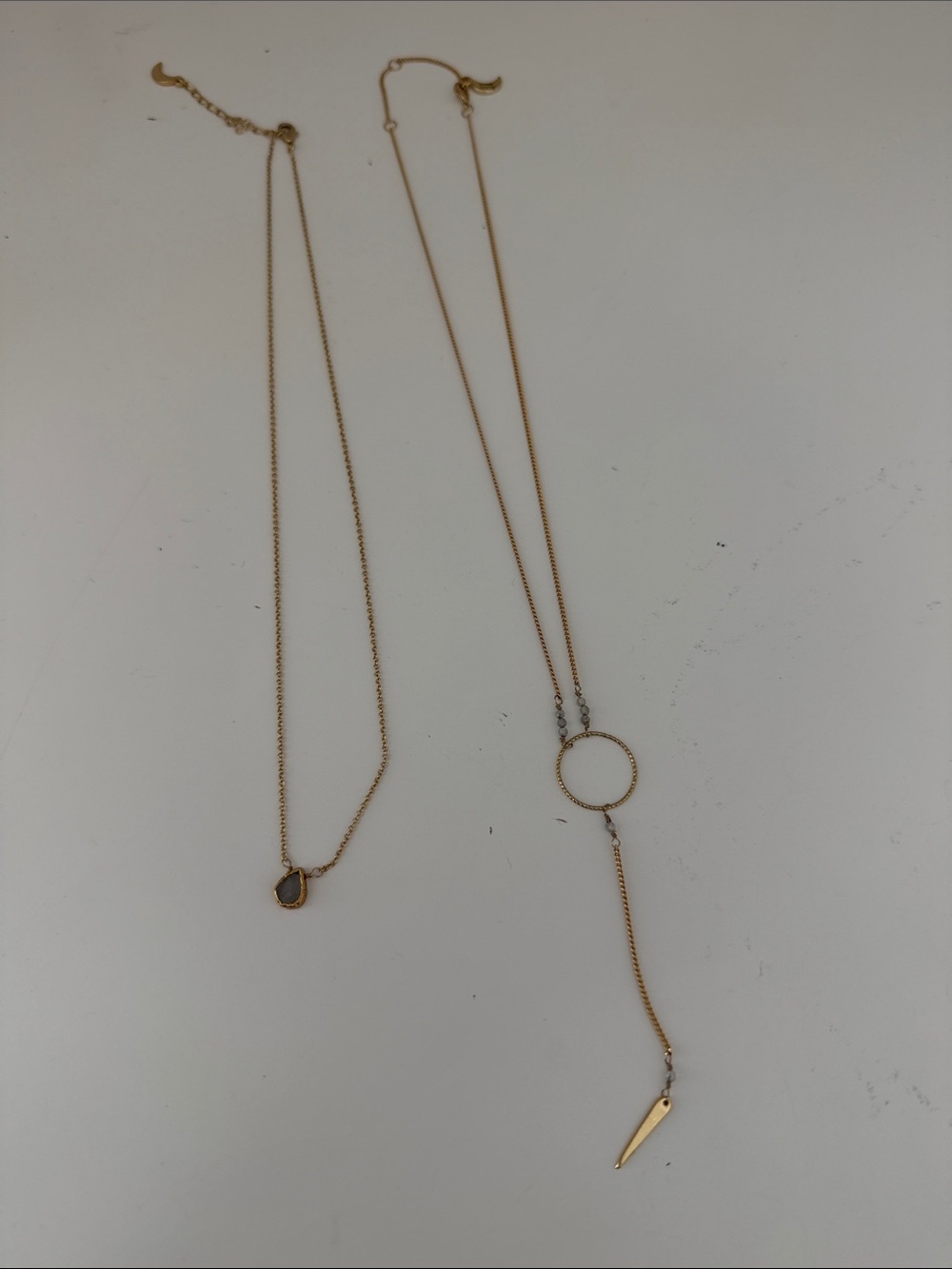 Two Luna Norte necklaces - Moonstone and Labradorite 14k over brass - Picture 3 of 8
